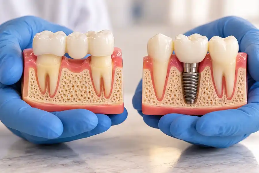 Dental bridge and dental implant comparison